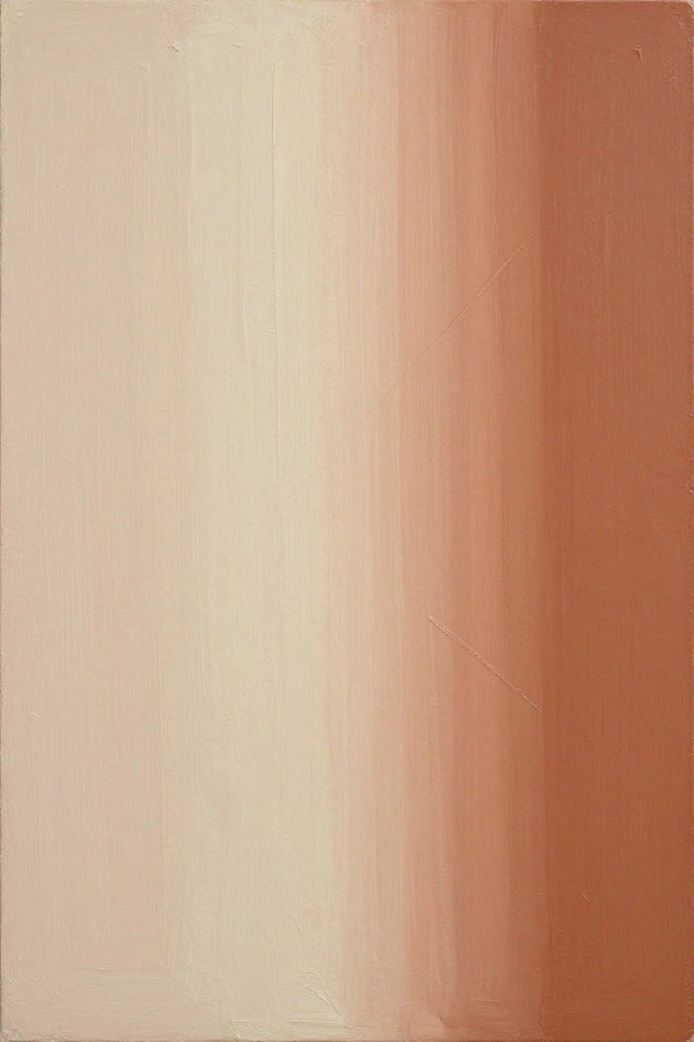 Abstract painting with vertical beige-to-terracotta gradient and visible brushstroke textures