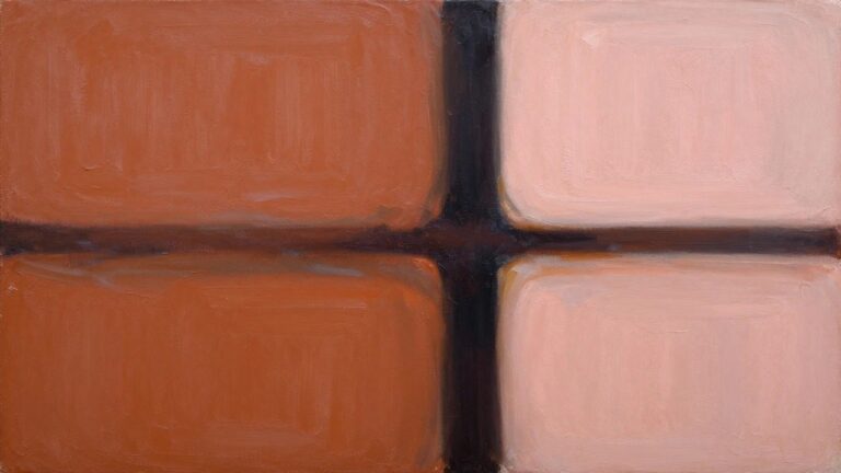 22 Modern Abstract Oil Painting Ideas for Contemporary Homes Abstract painting with vertical bands of reddish-brown, black, and peach.